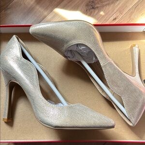 Chinese Laundry Gold Pointed-Toe Heels